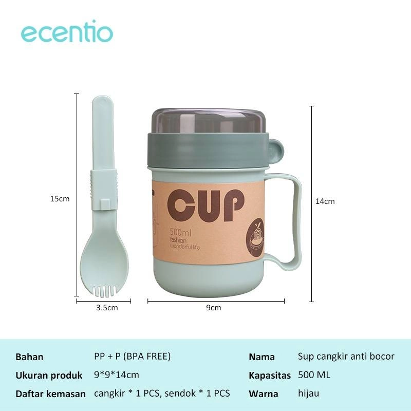 Product image Ecentio Surabaya - Breakfast Cup BRCE-9101 Green 9 * 9 * 13.8cm