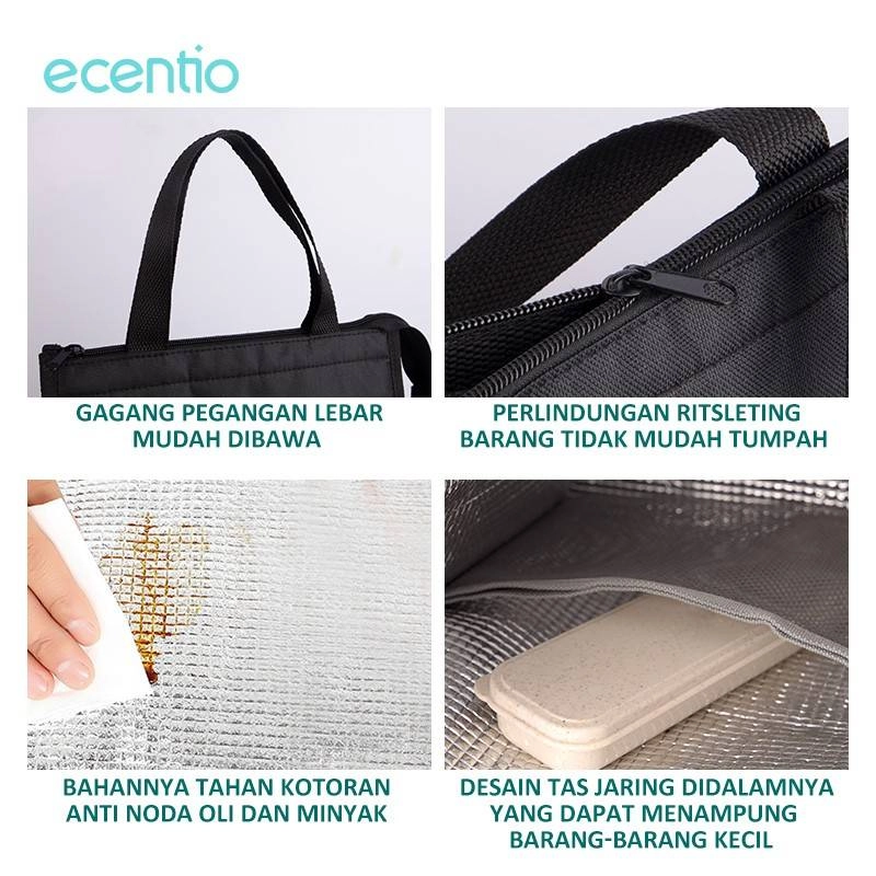 Product image Ecentio Surabaya - Small Aluminum Foil Tote Bag Black 25 * 16 * 21cm