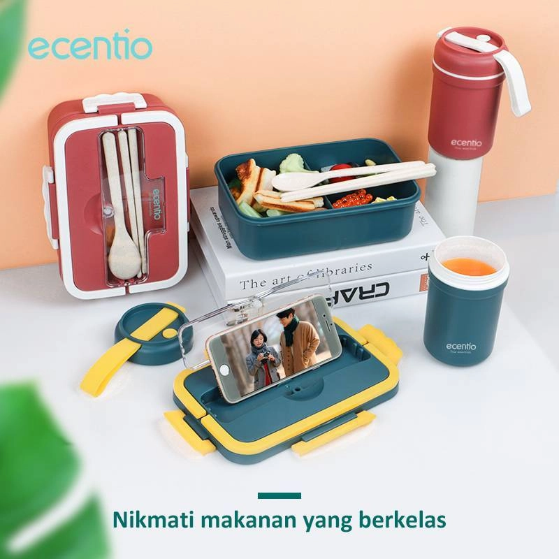 Product image Ecentio Lunch Box Set With Handle LBHE-7501 1000ml Red