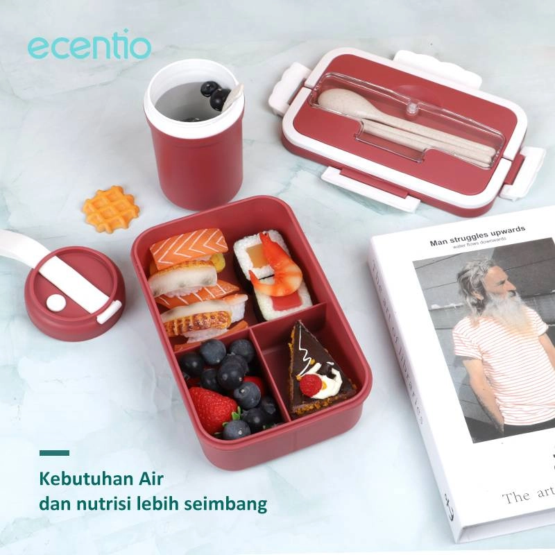 Product image Ecentio Lunch Box Set With Handle LBHE-7501 1000ml Red