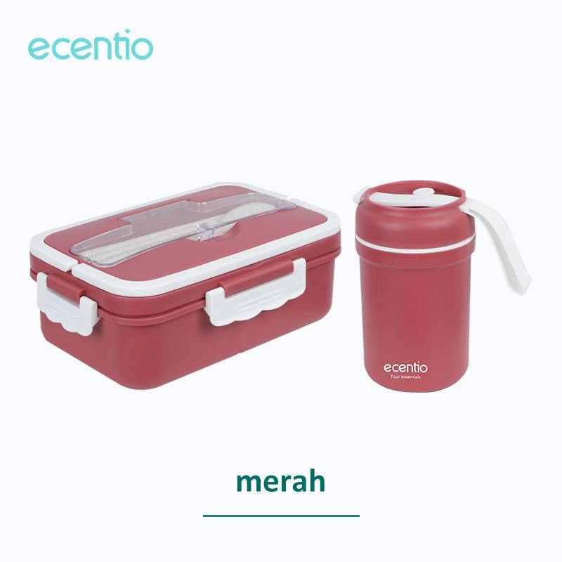 Product image Ecentio Lunch Box Set With Handle LBHE-7501 1000ml Red