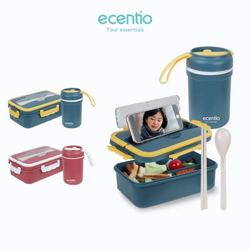 Product image Ecentio Lunch Box Set With Handle LBHE-7501 1000ml Red