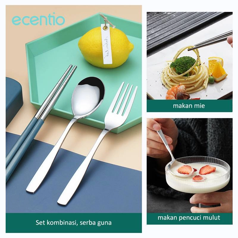 Product image ecentio Stainless Steel Tableware Sets 3PCS  ST3E-8701 20.0*4.5*2.5 Dark Green