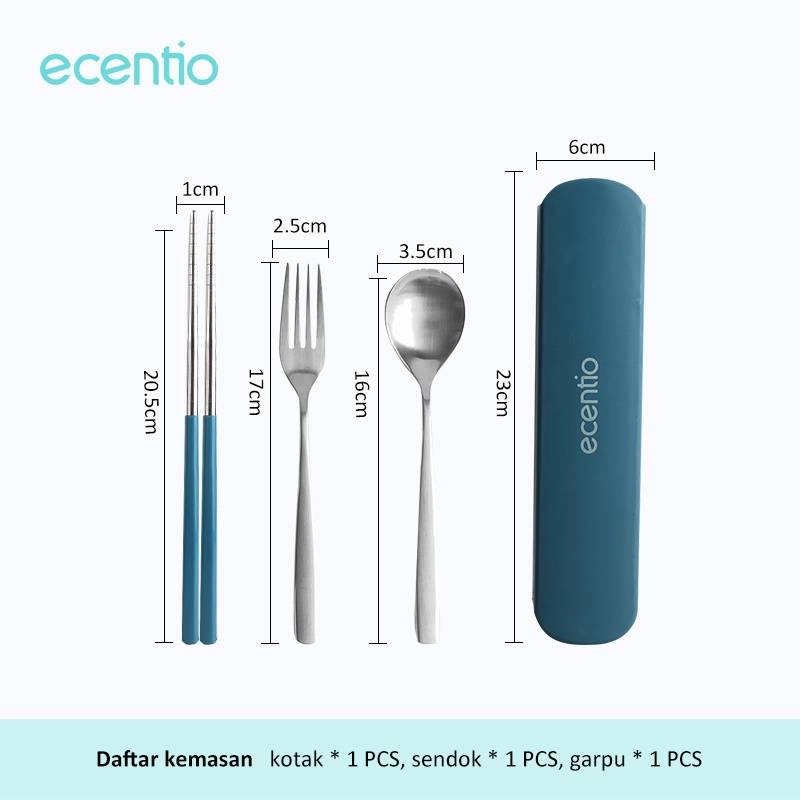 Product image ecentio Stainless Steel Tableware Sets 3PCS  ST3E-8701 20.0*4.5*2.5 Dark Green