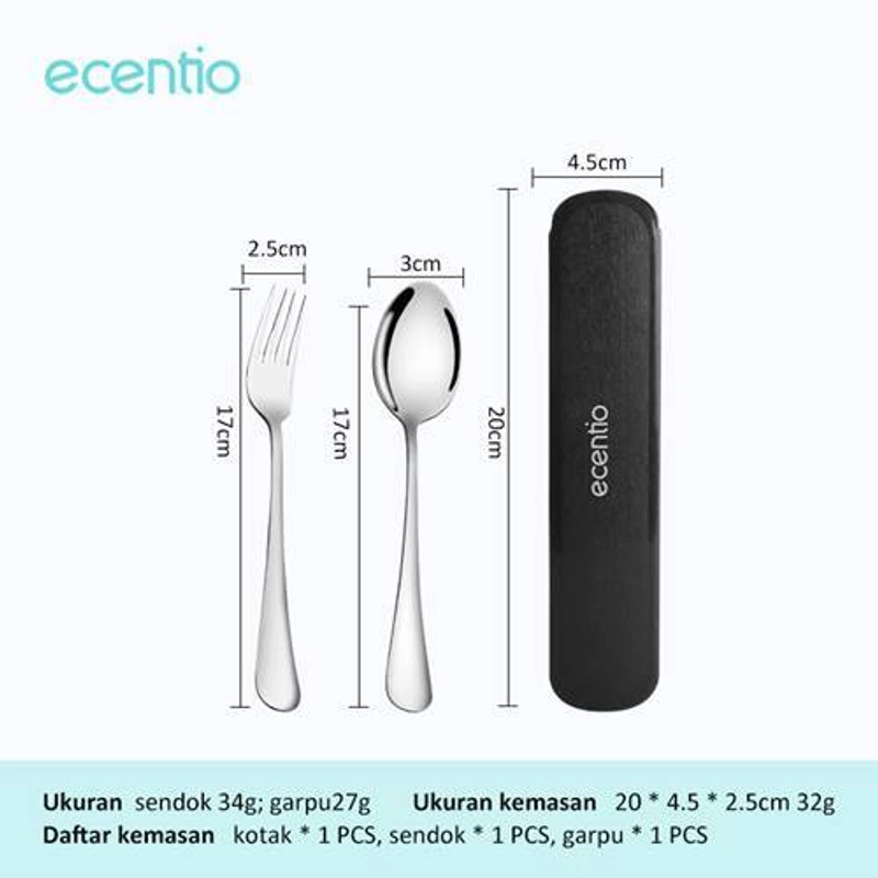 Product image Ecentio Stainless Steel Tableware Sets 2PCS ST3E-8801 20.0*4.5*2.5 Dark Blue