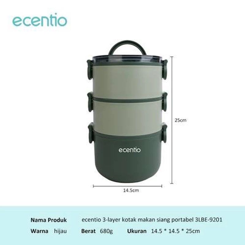 Product image Ecentio 3-layer Portable Lunch Box 3LBE-9201 2200 ml Green