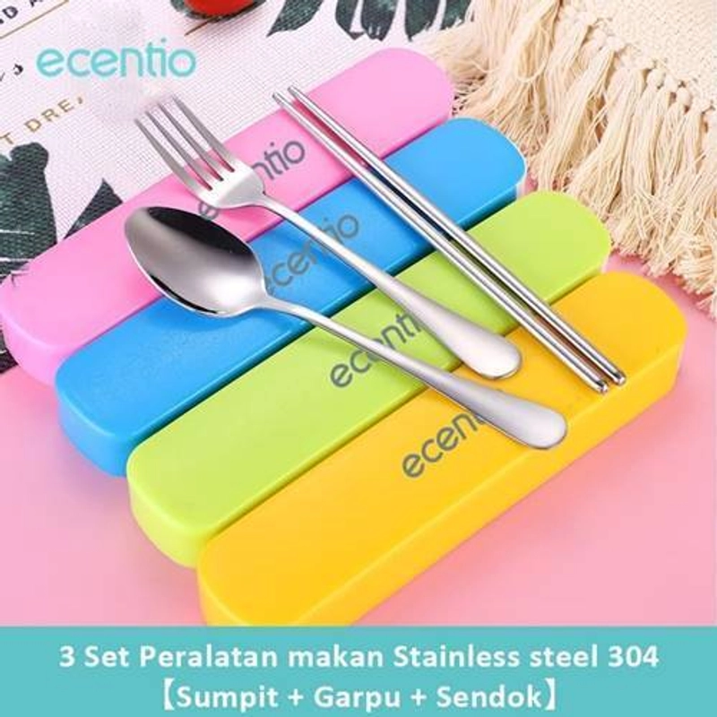 Product image Ecentio Stainless steel tableware 3PCS ST3E-0522 21.0*4.5*1 Pink