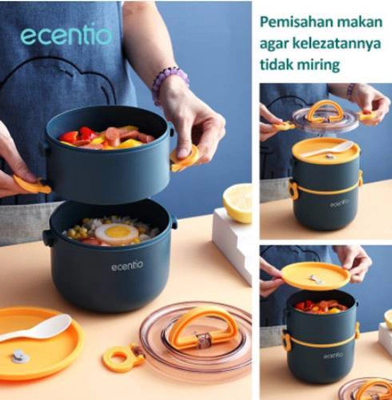 Product image Ecentio Round double lunch box RDLB-0501 1600 ml Blue