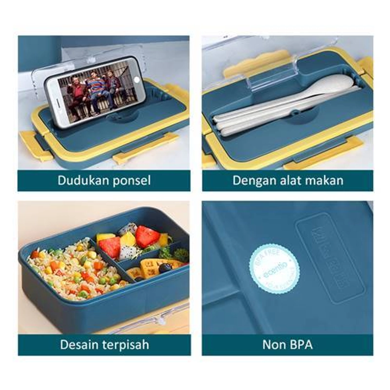 Product image Ecentio Three Compartment Portable Lunch Box PLBE-3301 1500 ml Dark Blue