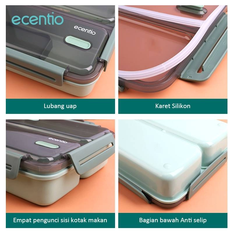 Ecentio Two-piece Tableware Lunch Box TLBF-9301 Green 1100ml