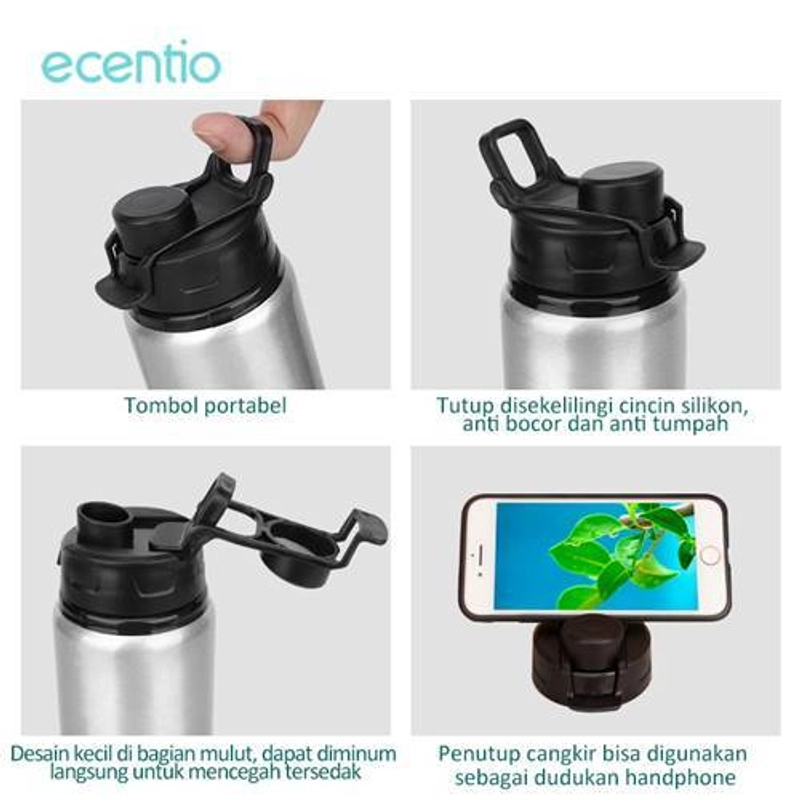 Product image Ecentio Aluminum Water Cup Cold Water Bottle 750 mL Silver