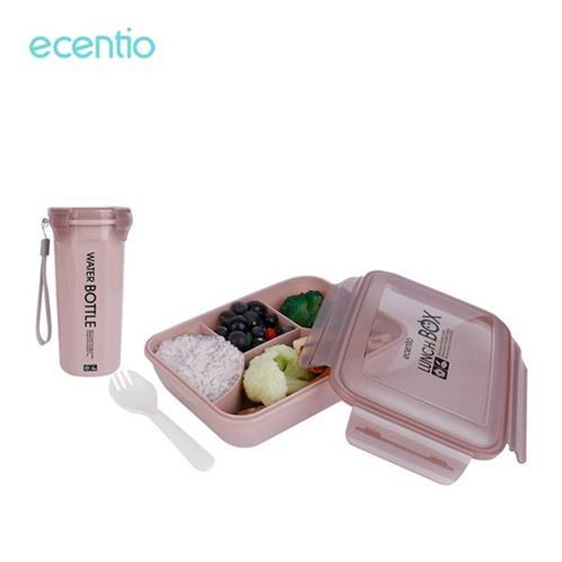 Product image Ecentio Two-Piece Light-Colored Four Plastic Lunch Box 1100 mL Red