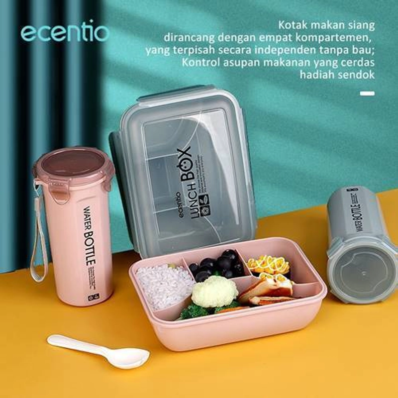 Product image Ecentio Two-Piece Light-Colored Four Plastic Lunch Box 1100 mL Red