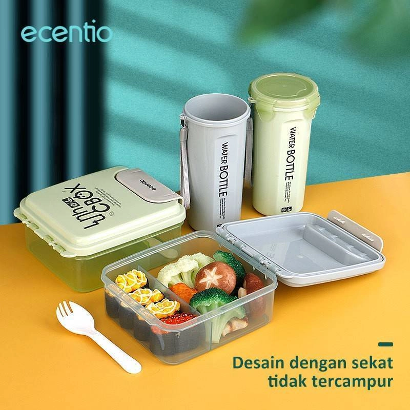 Product image Ecentio Two-Piece Light Color Plastic Lunch Box 1000 mL Blue