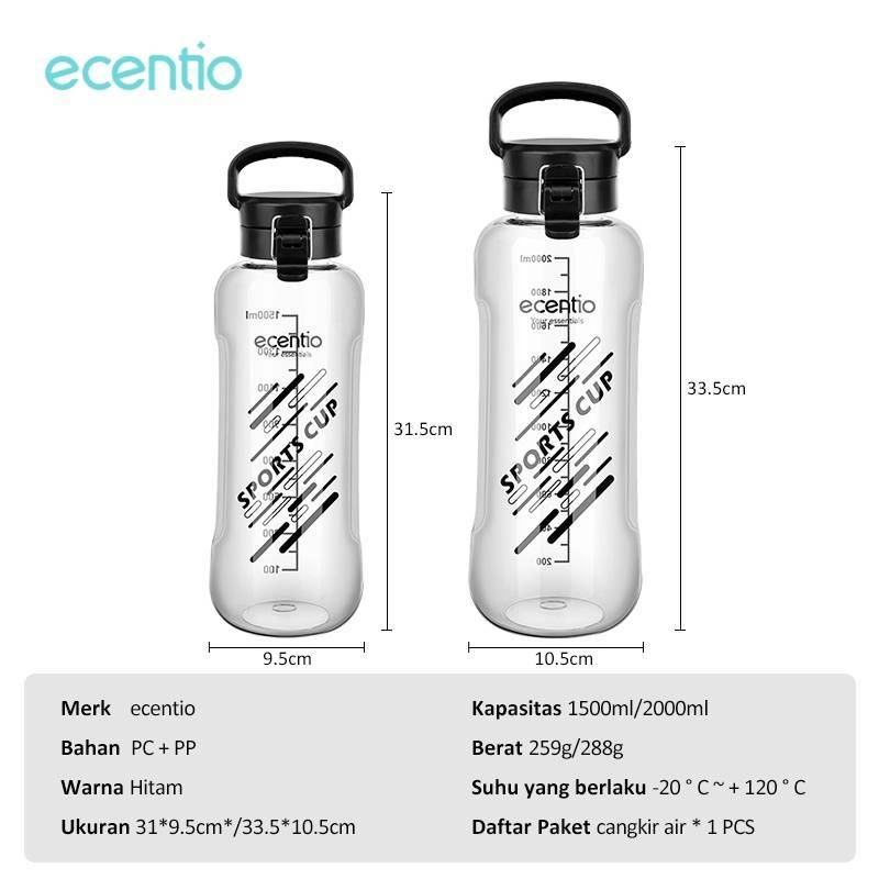 Product image Ecentio - Large Capacity Plastic Bottle LPBE-2501 2000 ml Transparant