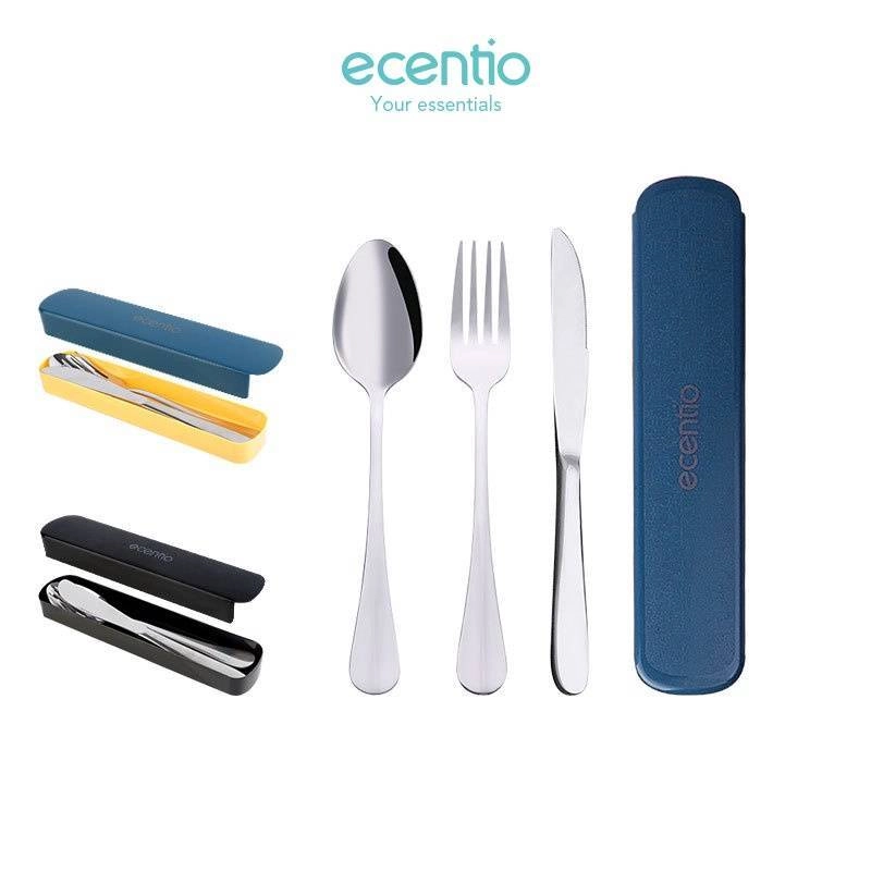 Product image Ecentio - Stainless Steel Cutlery Three-Piece Set Knife Fork And Spoon Bark 20 x 4.4 x 2.3 cm Blue