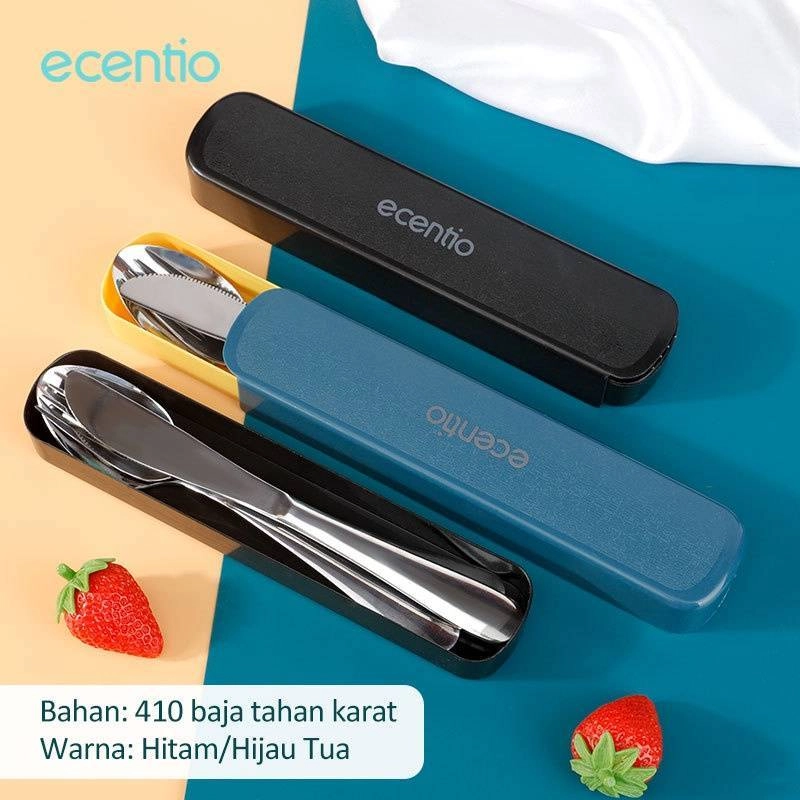 Product image Ecentio - Stainless Steel Cutlery Three-Piece Set Knife Fork And Spoon Bark 20 x 4.4 x 2.3 cm Blue