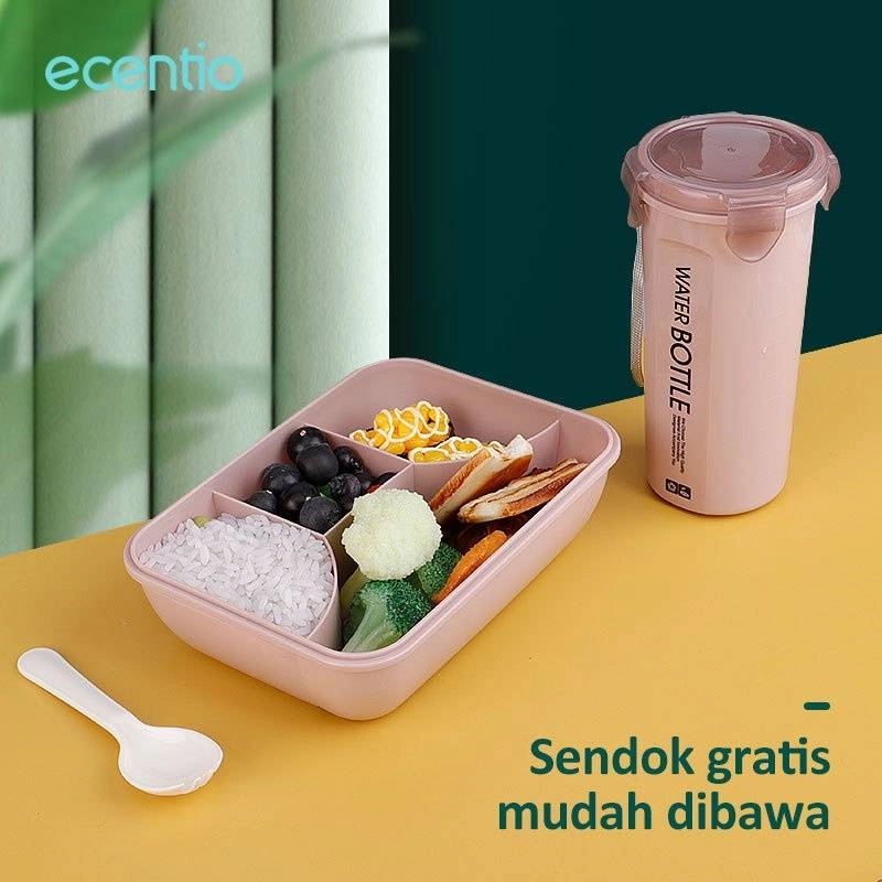Product image Ecentio Two-Piece Light-Colored Four Plastic Lunch Box 1100 mL Red