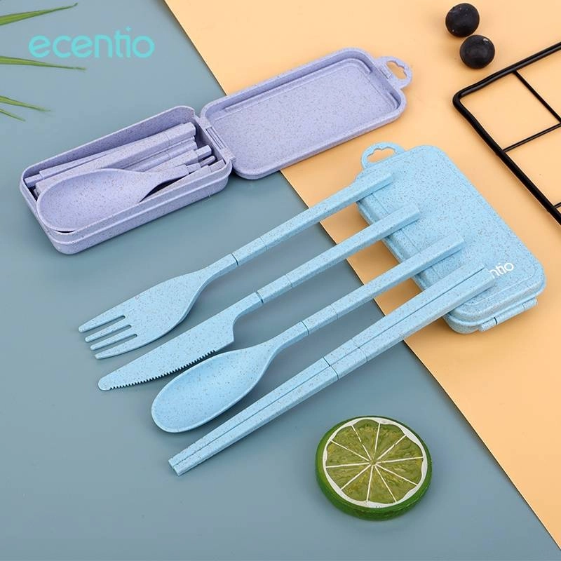 Product image Ecentio Four-Piece Wheat Straw Tableware 12*5.5*2.5 cm Dark Blue