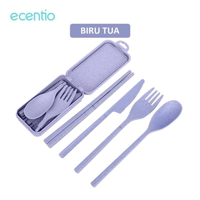 Product image Ecentio Four-Piece Wheat Straw Tableware 12*5.5*2.5 cm Dark Blue