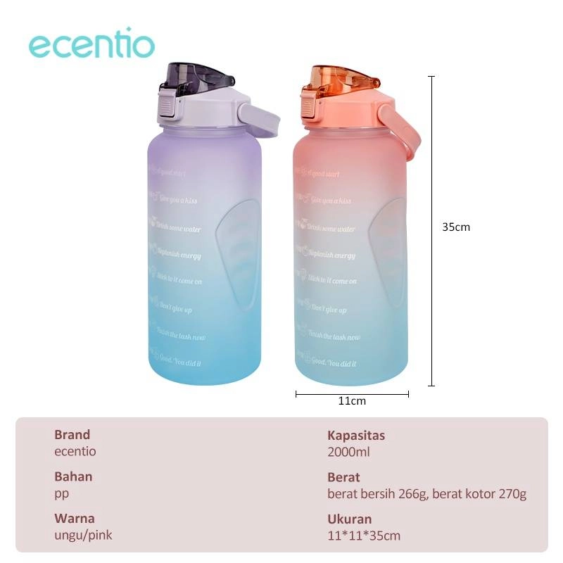 Product image Ecentio Fun Scale Plastic Bottle 2000 ml Pink