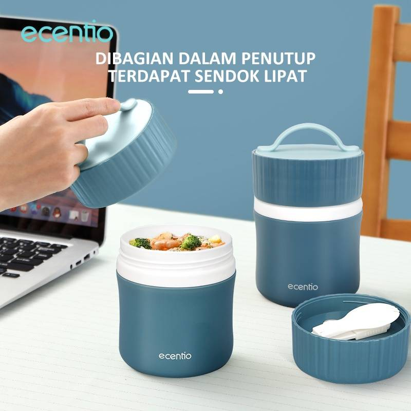 Product image Ecentio Portable Plastic Soup Cup Blue 480 ml