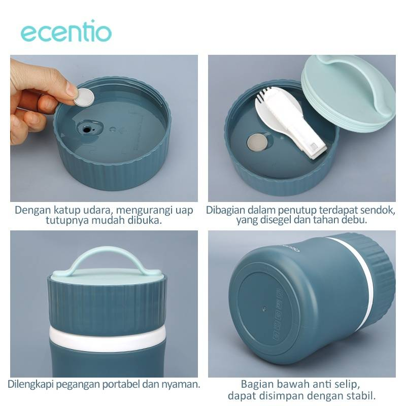 Product image Ecentio Portable Plastic Soup Cup Blue 480 ml