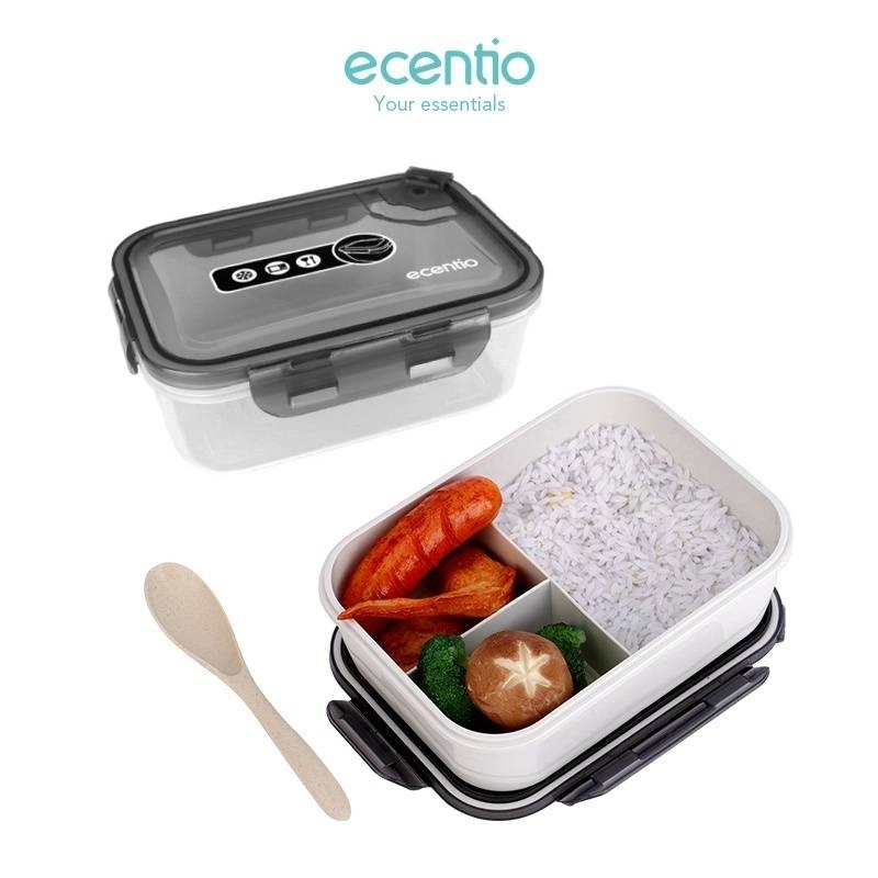 Product image Ecentio Three-Compartment Square Lunch Box Fresh-Keeping Box Gray 1300 ml