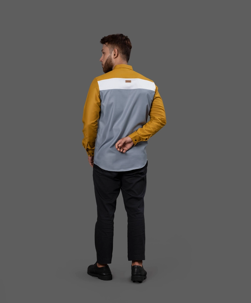 Product image Fadkhera - Baju Koko Modern Dewasa Yazed Long Dark Yellow - Broken White - Light Grey S