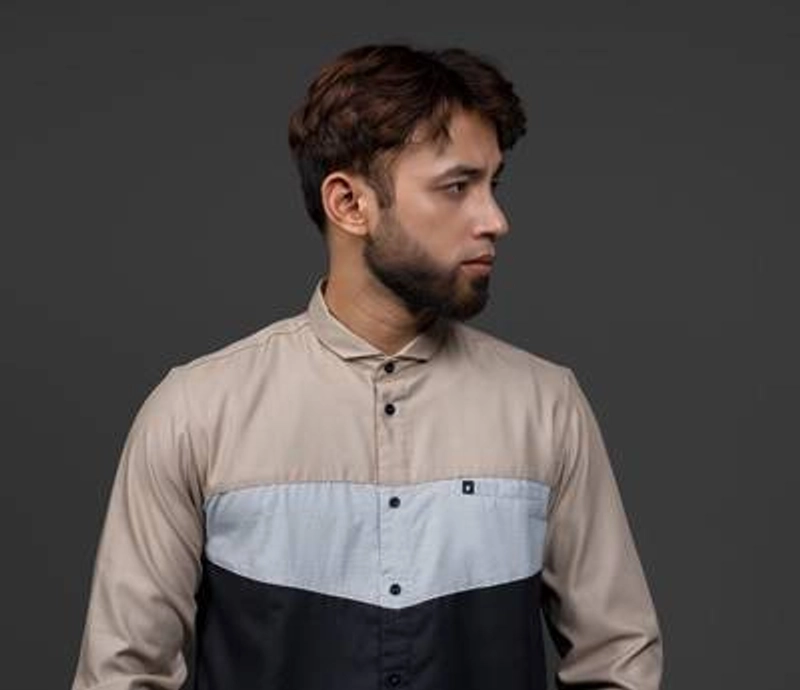 Product image Fadkhera - Baju Koko Modern Rafif Long M Black - light Moca dan white