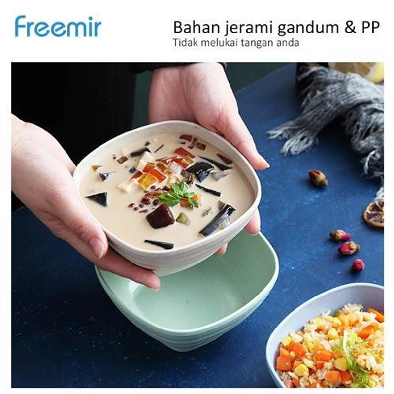 Product image freemir Wheat stripe square bowl set 4PCS 14cm WB4F- 8601  14 x 14 x 5.7 cm  Mix