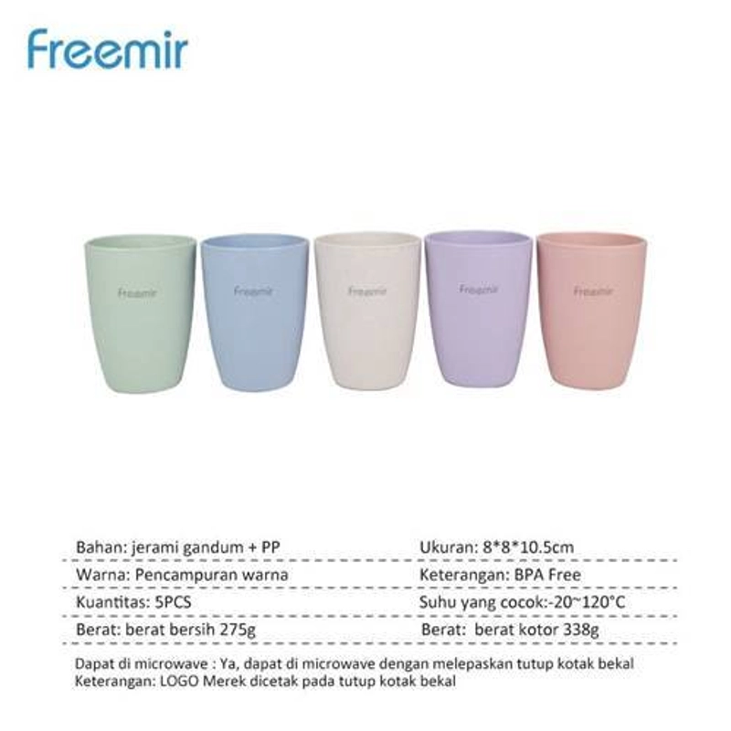 Product image freemir Wheat Straw cups 5PCS wscf-8201 225ml Mix