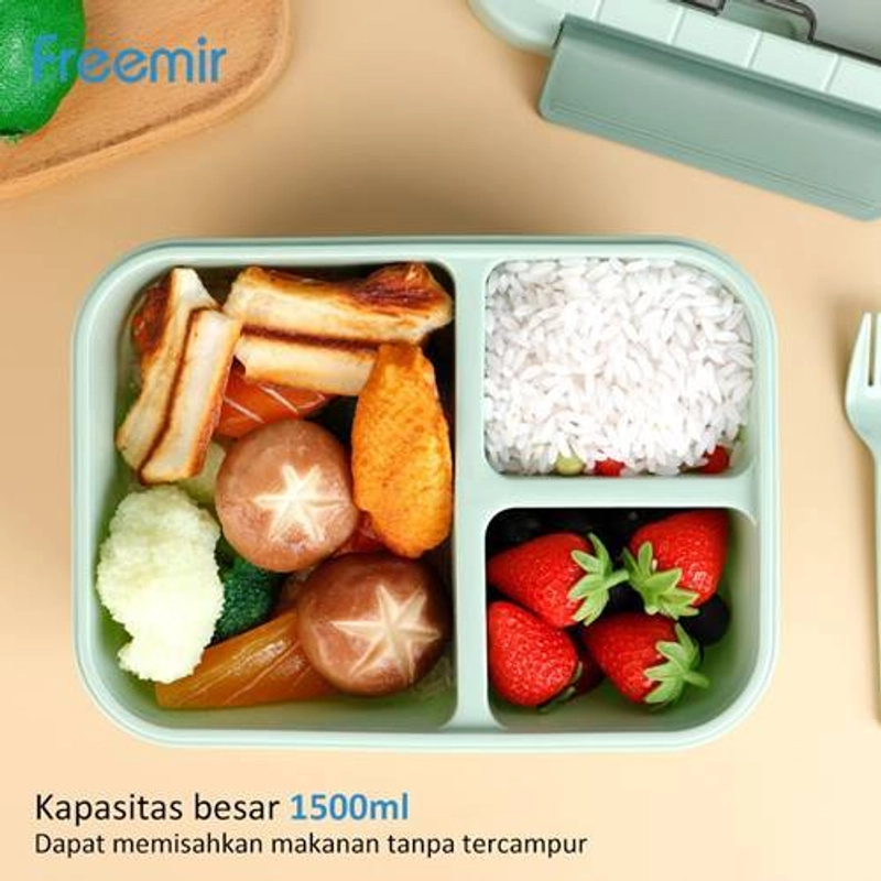 Product image Freemir - Plastic Lunch Box With Cutlery 22 x 16.5 x 8.5 cm Green