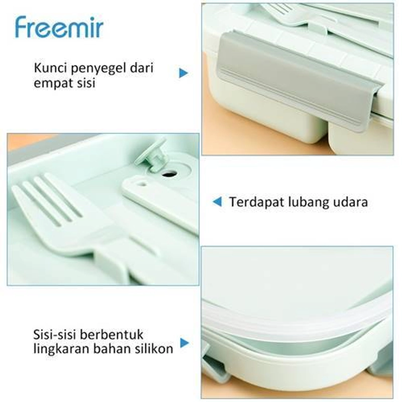 Product image Freemir - Plastic Lunch Box With Cutlery 22 x 16.5 x 8.5 cm Green