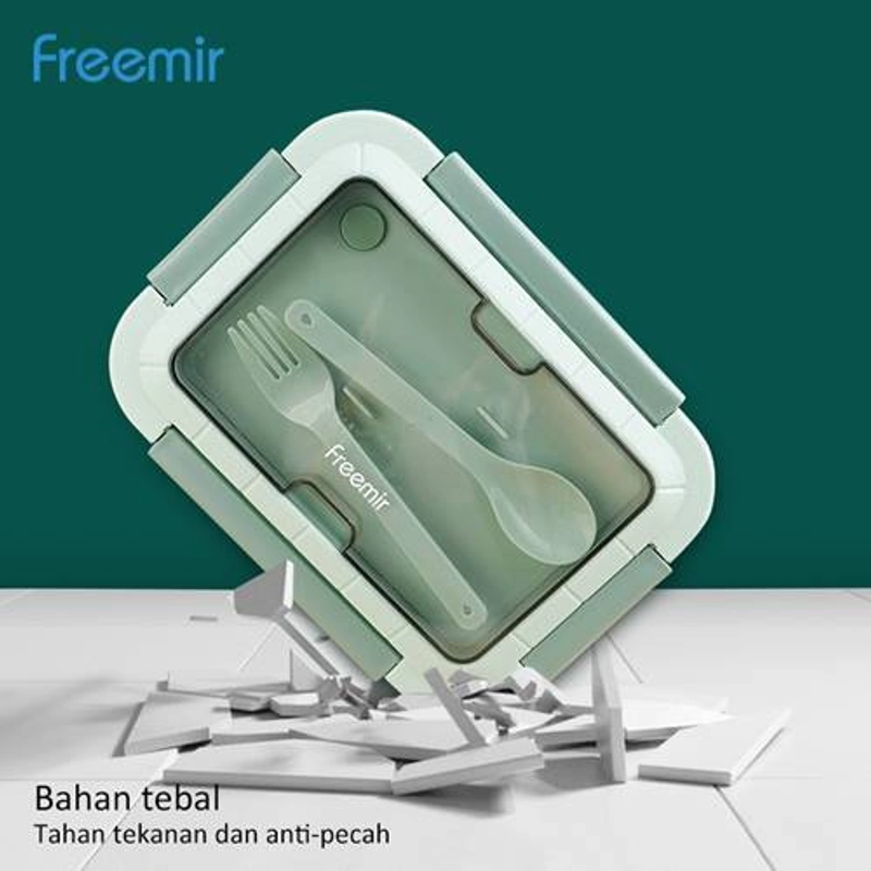 Product image Freemir - Plastic Lunch Box With Cutlery 22 x 16.5 x 8.5 cm Green