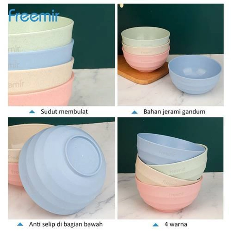 Product image Freemir - Wheat Straw Bowls 4PCS WSBF-8301 15 x 6.5 x 8 cm Mixed Color