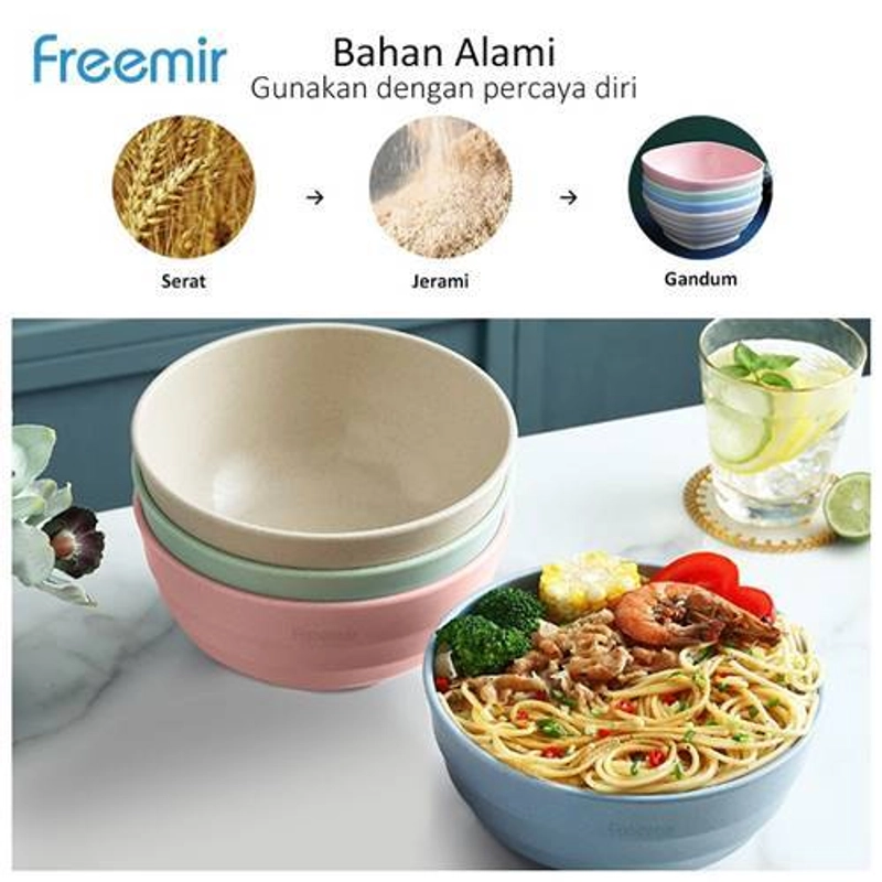 Product image Freemir - Wheat Straw Bowls 4PCS WSBF-8301 15 x 6.5 x 8 cm Mixed Color