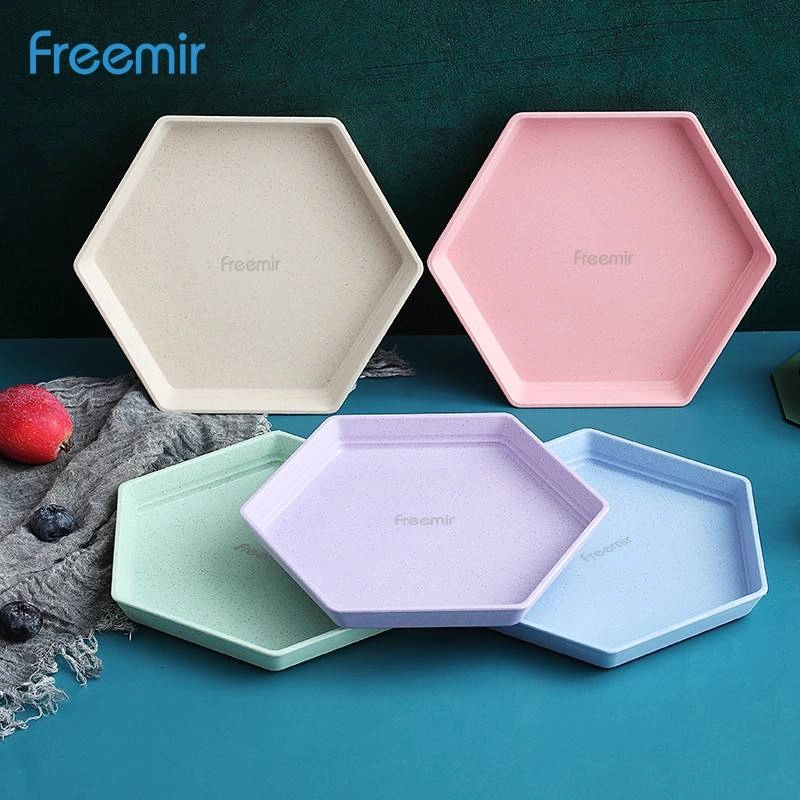 Product image Freemir Wheat Straw Hexagonal Dish Sets 5 pcs WSDF-8901 14 x 14 x 2 cm Mix