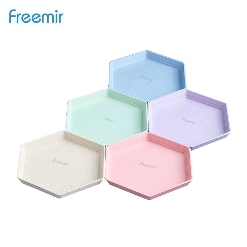 Product image Freemir Wheat Straw Hexagonal Dish Sets 5 pcs WSDF-8901 14 x 14 x 2 cm Mix