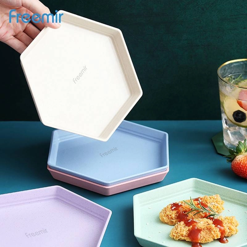 Product image Freemir Wheat Straw Hexagonal Dish Sets 5 pcs WSDF-8901 14 x 14 x 2 cm Mix