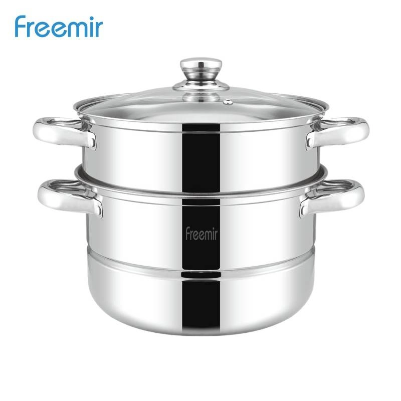 Product image Freemir 26cm Double Layer Single Grate Steamer With Steel Handle 26df-8001 Silver
