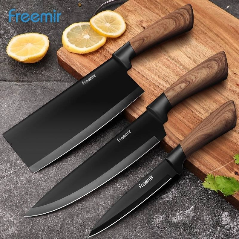 Product image Freemir Knife 3pcs/Set Wood Grain Handle 3 in 1 Black
