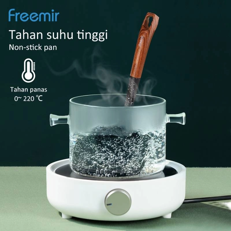 Product image Freemir Nylon Spatula With Wood Grain Color Handle 33 x 9,8 cm Black With dots