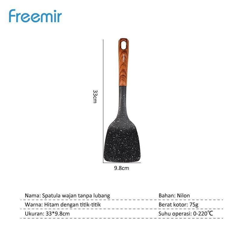 Product image Freemir Nylon Spatula With Wood Grain Color Handle 33 x 9,8 cm Black With dots