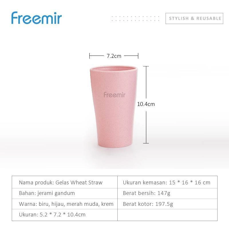 Product image Freemir Wheat Straw Cup 4PCS SC4F-6301 190 ml Mixed Color