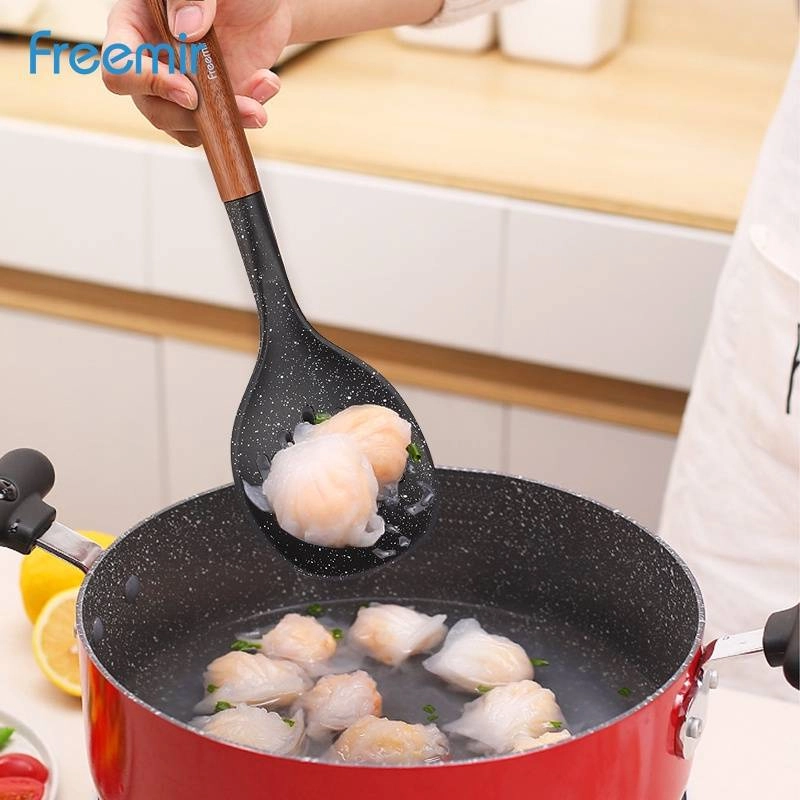 Product image Freemir Nylon Colander With Wood Grain Color Handle - Black With Dots 33.9*10.8cm Black