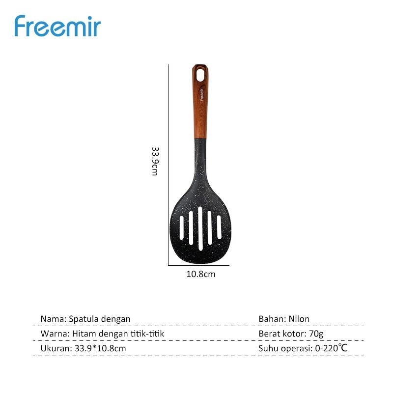 Product image Freemir Nylon Colander With Wood Grain Color Handle - Black With Dots 33.9*10.8cm Black