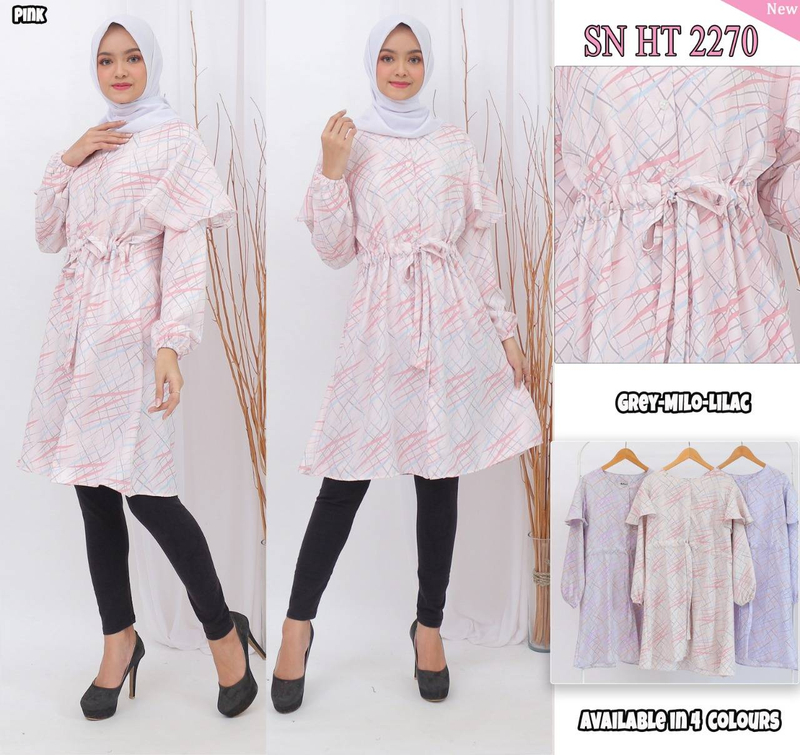 Product image Giat Makmur [TA] - Tunik Wanita Motif Shakila Premium Allsize Grey Abu