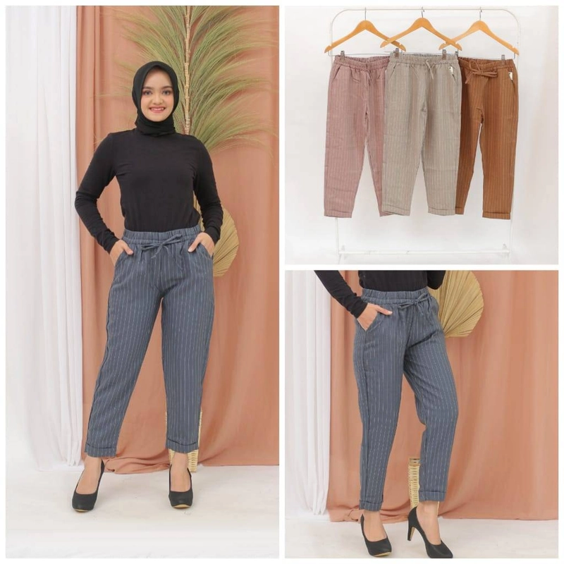 Product image Giat Makmur [TA] - Celana Pants Panjang Garis Allsize Grey