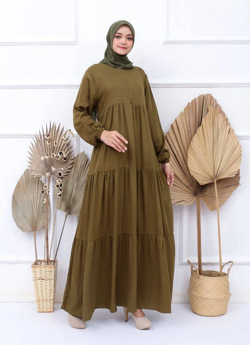 Product image Giat Makmur [TA] - Gamis Premium Twill Allsize Hijau Army